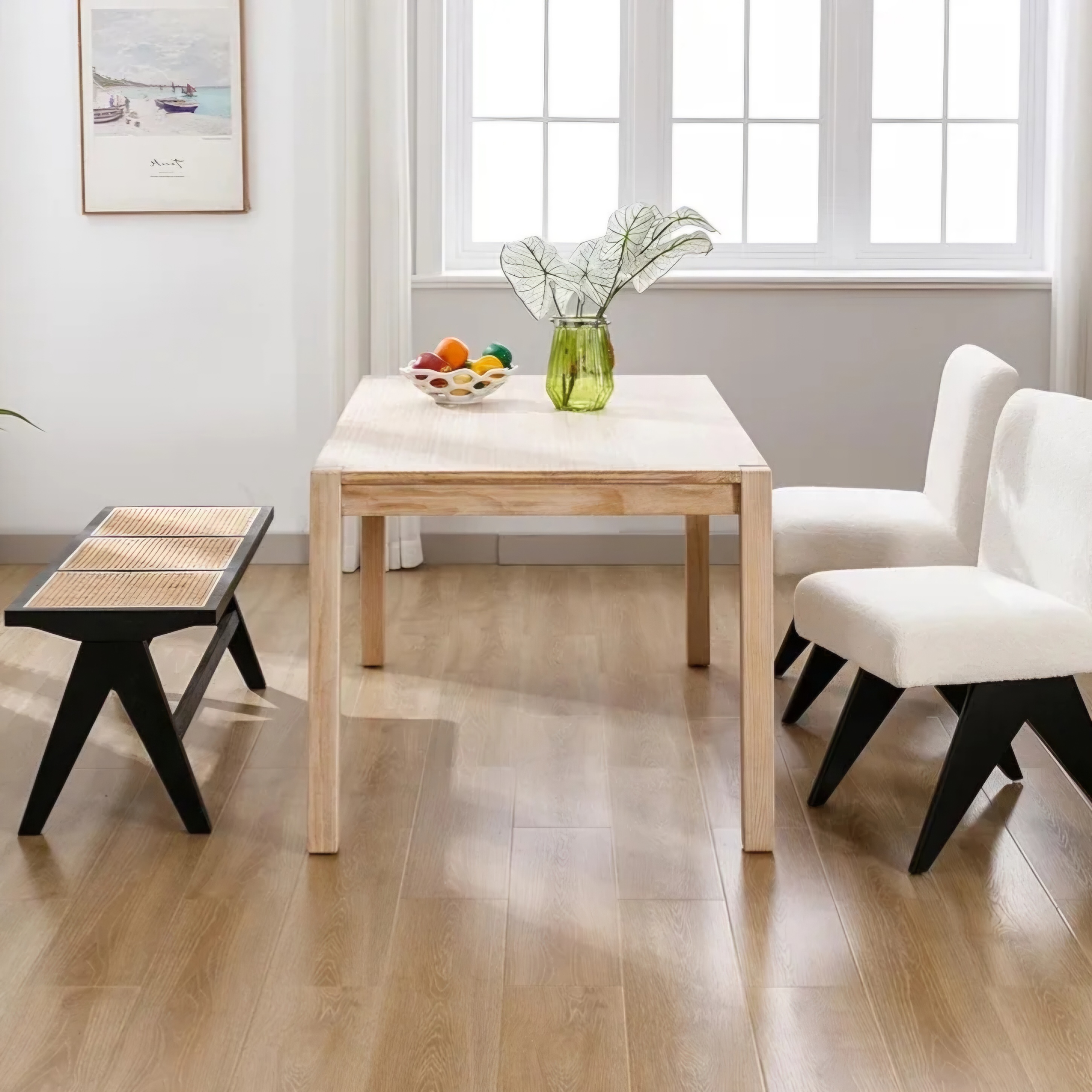 Classic Cane Seat Wooden Ottoman – Code: OTM-3 - Image 2