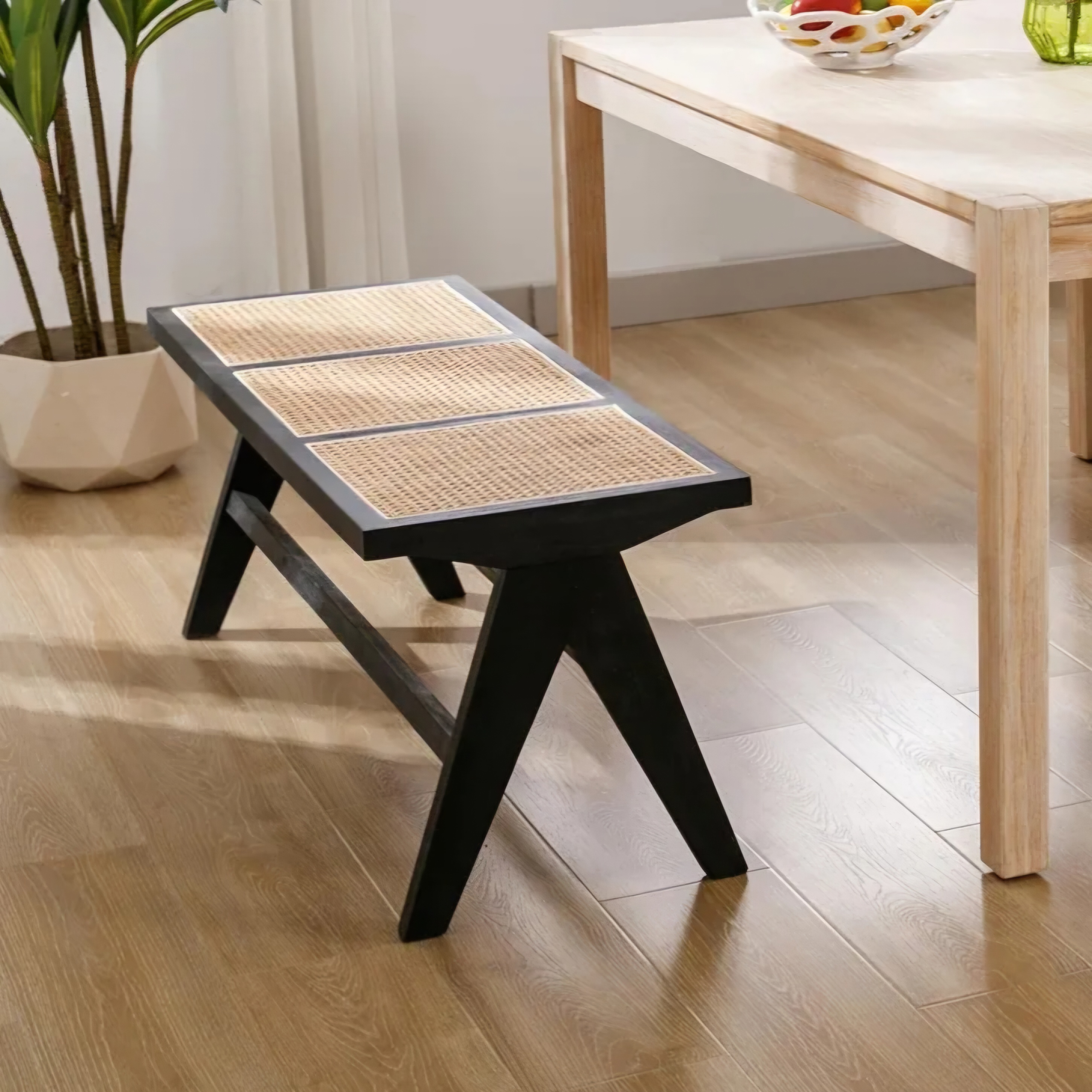 Classic Cane Seat Wooden Ottoman – Code: OTM-3