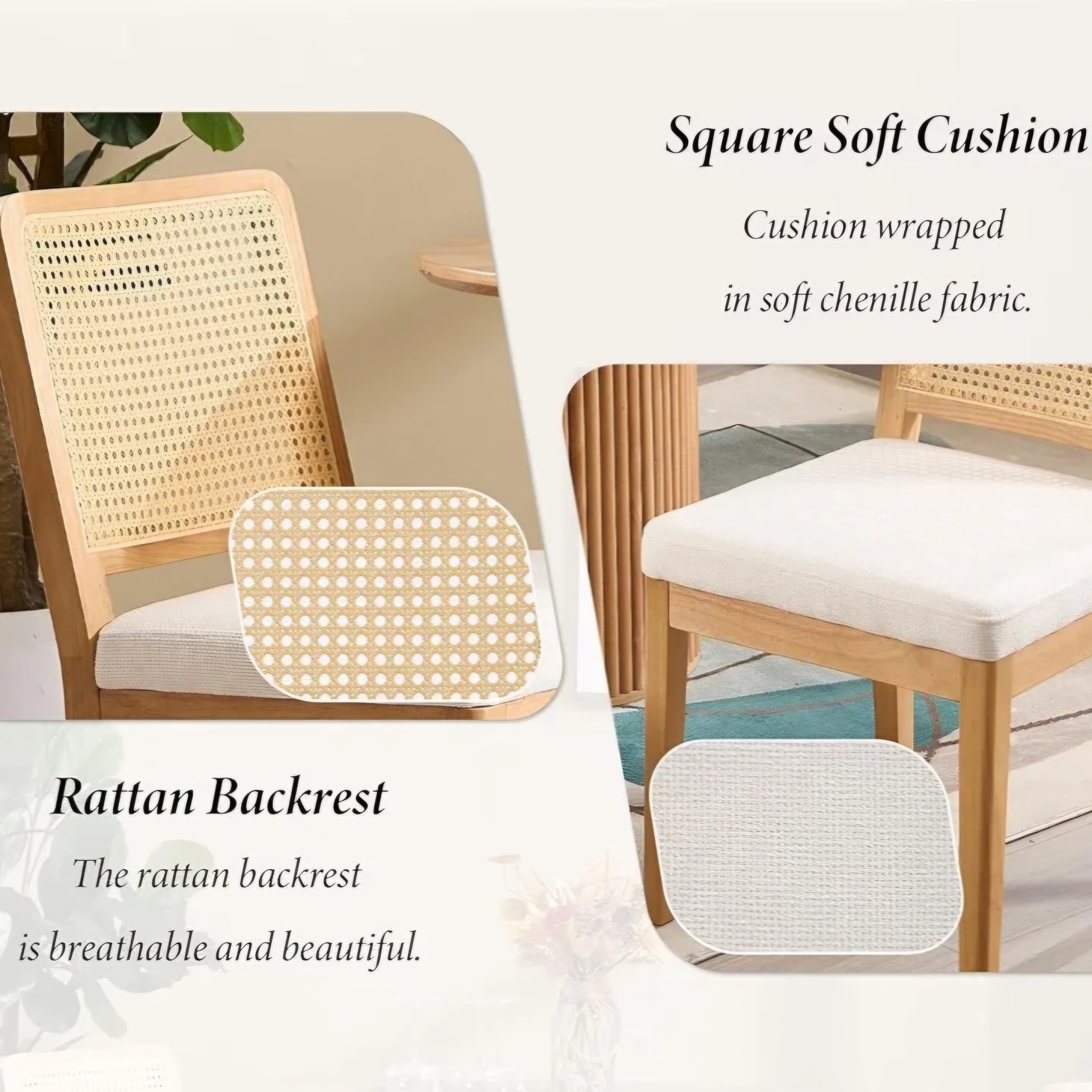 Wooden Chair with Natural Cane Backrest – Code: CH3 - Image 5