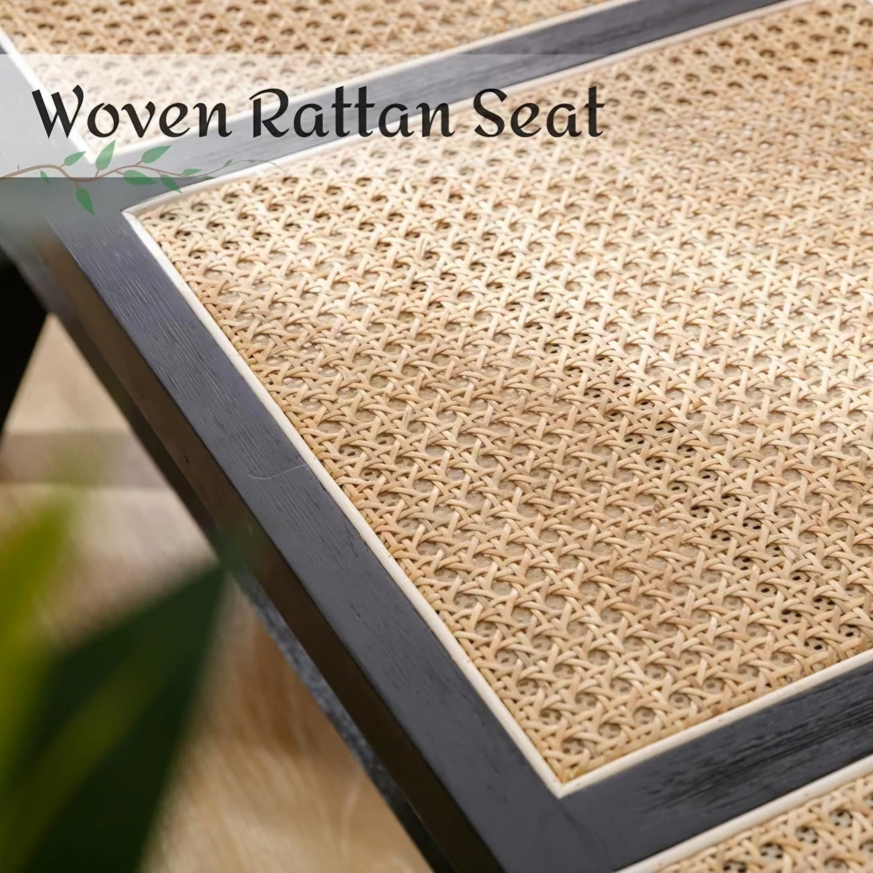 Classic Cane Seat Wooden Ottoman – Code: OTM-3 - Image 5