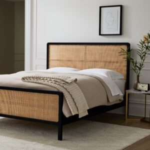 Wooden Bed with Cane Paneling – Code: BD1