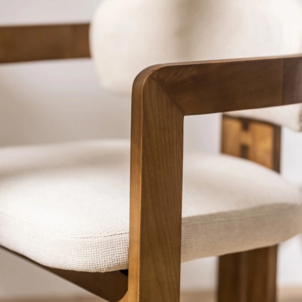 Modern Curved Wooden Chair with Cushion – Code: CH2 - Image 9